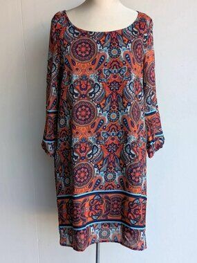 Lily Morgan Paisley Long Sleeve Shift Dress
